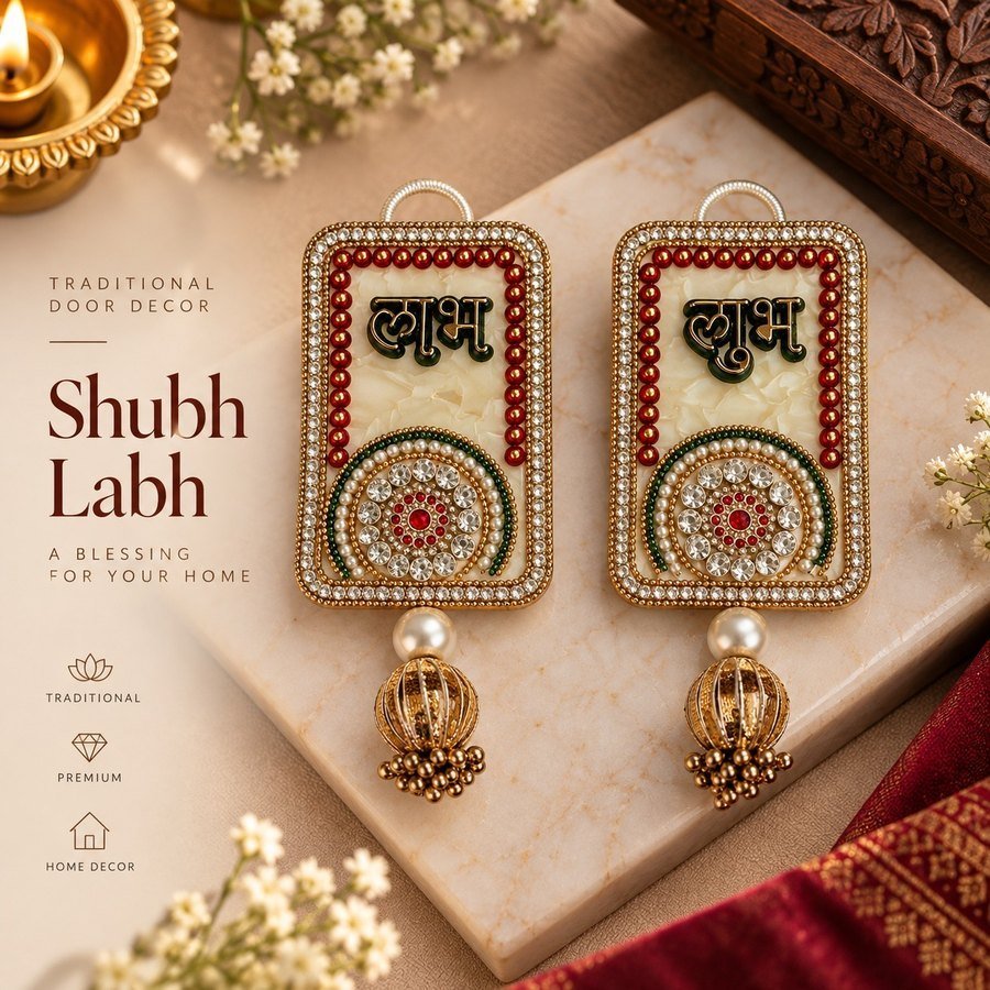 Mirror-frame Shubh-Labh with jhumki, Festive & Pooja, Tirth Enterprise
