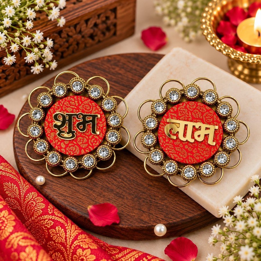 Kundan flower Shubh-Labh rounds, Festive & Pooja, Tirth Enterprise