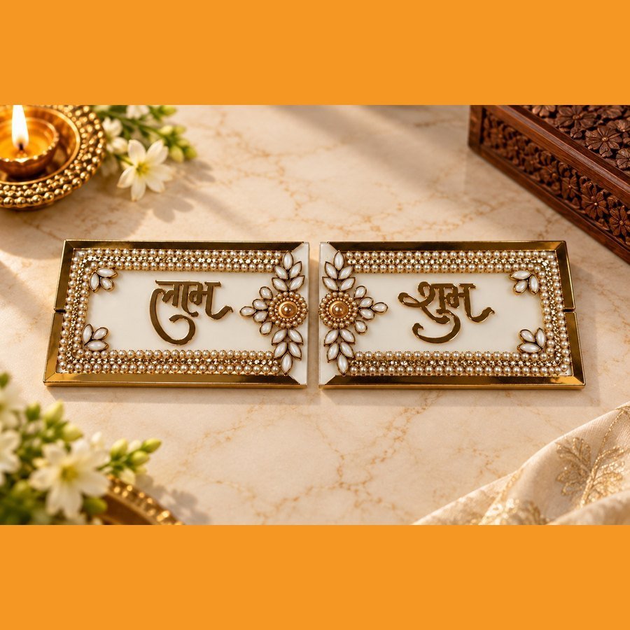 Shubh-Labh mirror nameplate, Festive & Pooja, Tirth Enterprise
