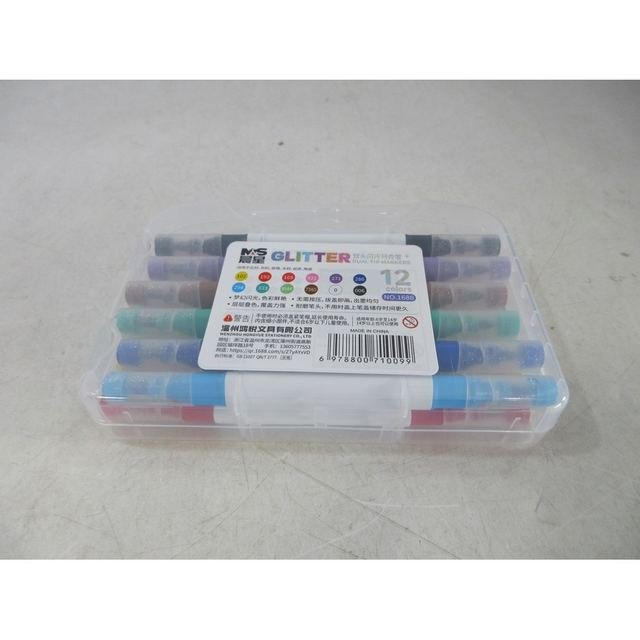 Glitter Acrylic Marker, Dual Tip (12 Colours) — Markers & Highlighters wholesale, item #0488